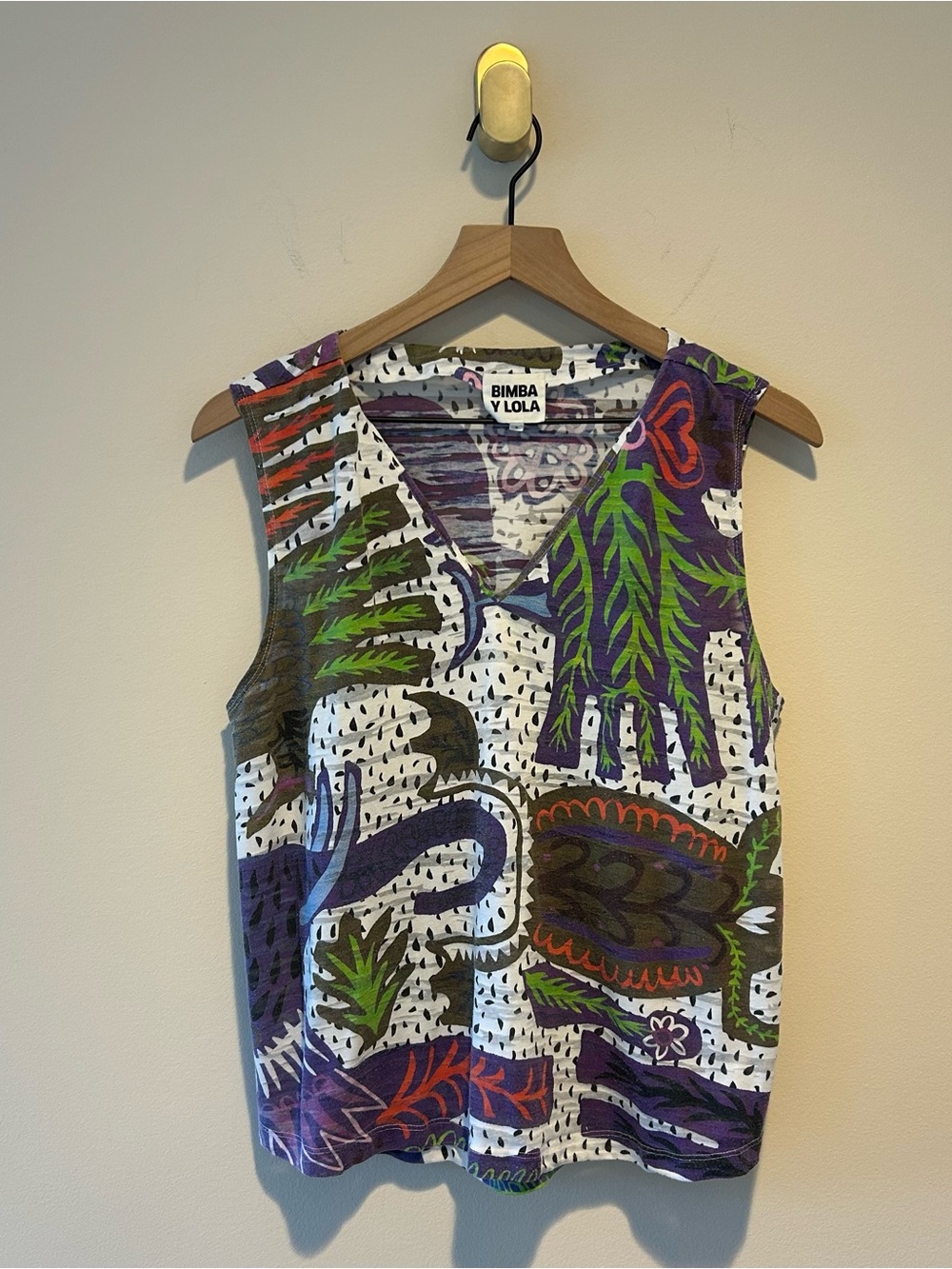 Bimba Y Lola Blouse Ocean Multicolor Printed V-Neck Sleeveless Underwater Sea